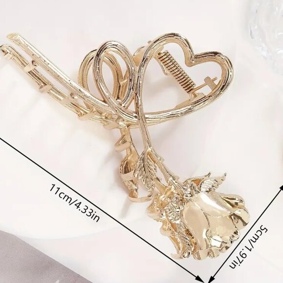 GOLDEN ROSE CLAW CLIP - Picture 2 of 2
